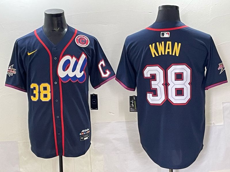 Men 2025 Cleveland Indians #38 Kwan Drak Blue All star Nike MLB Jersey style 6